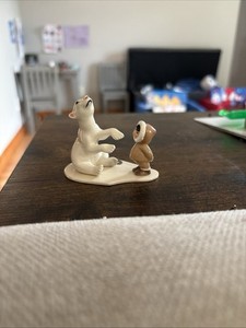 Vintage Hagen Renaker Polar Bear And Inuit Child Figurine On Base Mint Condition