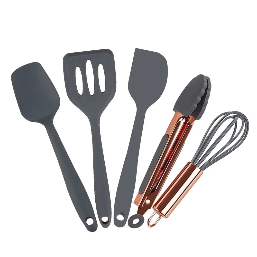 Rose Gold And Grey Mini Kitchen Utensil Small Five-Piece Set Tiny Silicone Ki...