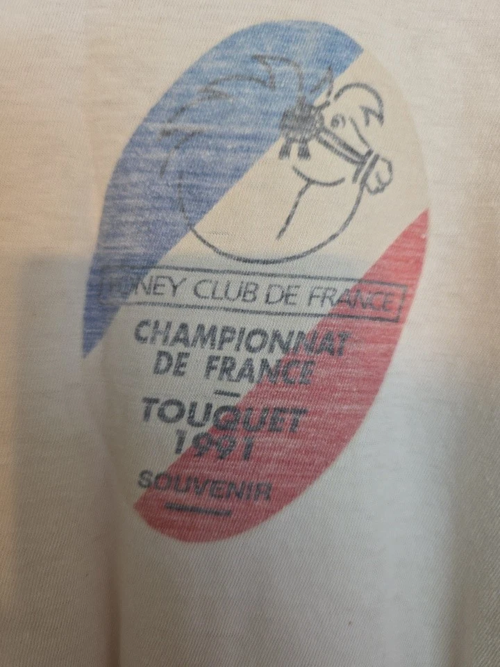 CAMISETA ECUESTRE VINTAGE AÑOS 90, MONEY CLUB DE FRANCE 1991, CHAMPIONNAT DE FRANCE Foto 3 de 4