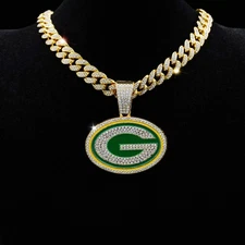 Gem Chain Necklace NFL Football (AFC/NFC) Pendant *Select Your Team* Fan Jewelry