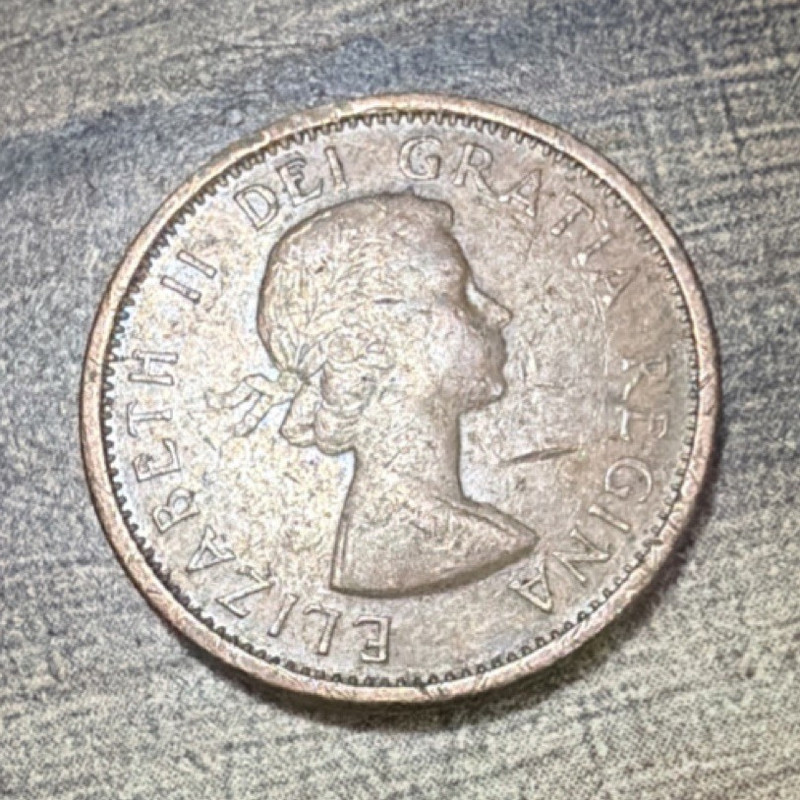 1964 Canada Small Cent 1 Cent Bronze RB Coin KM#59 Maple Leaves Reverse