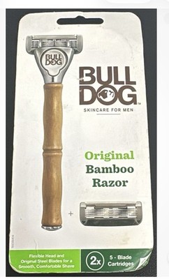 BULLDOG/ORIGINAL BAMBOO RAZOR/SKINCARE FOR MEN/TWO 5 BLADE CARTRIDGES/NEW & PACK