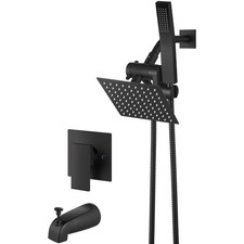 Shower Tub Faucet Set with Handheld Spray Shower System Single Shower Rainfal...