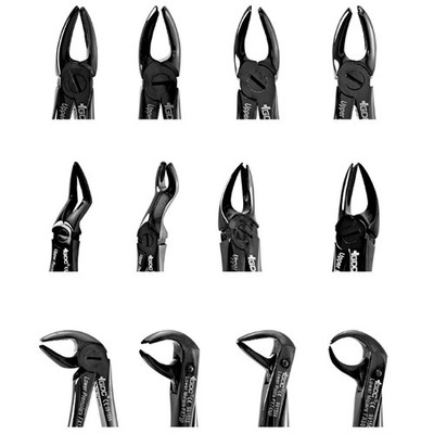 Professional Dental Extraction Forceps Set of 12 Oral Surgery Instruments Black