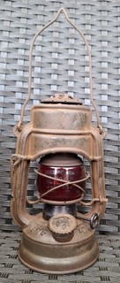 Feuerhand n. 75 Lampa a cherosene atomica Lanterna da Tempesta Wehrmacht Vetro rosso 2WK