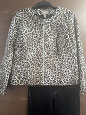 SIZE 2 PLUS SIZE CHICO'S Animal Print Zip Up Jacket INVPV4393