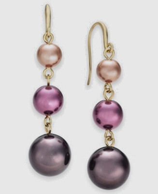 Charter Club Gold-Tone Imitation Pearl Graduated Linear Drop Earrings