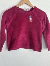 VTG L.L. Bean Sweater Purple 10-12 Kids Long Sleeve Embroidered Bear Skiing