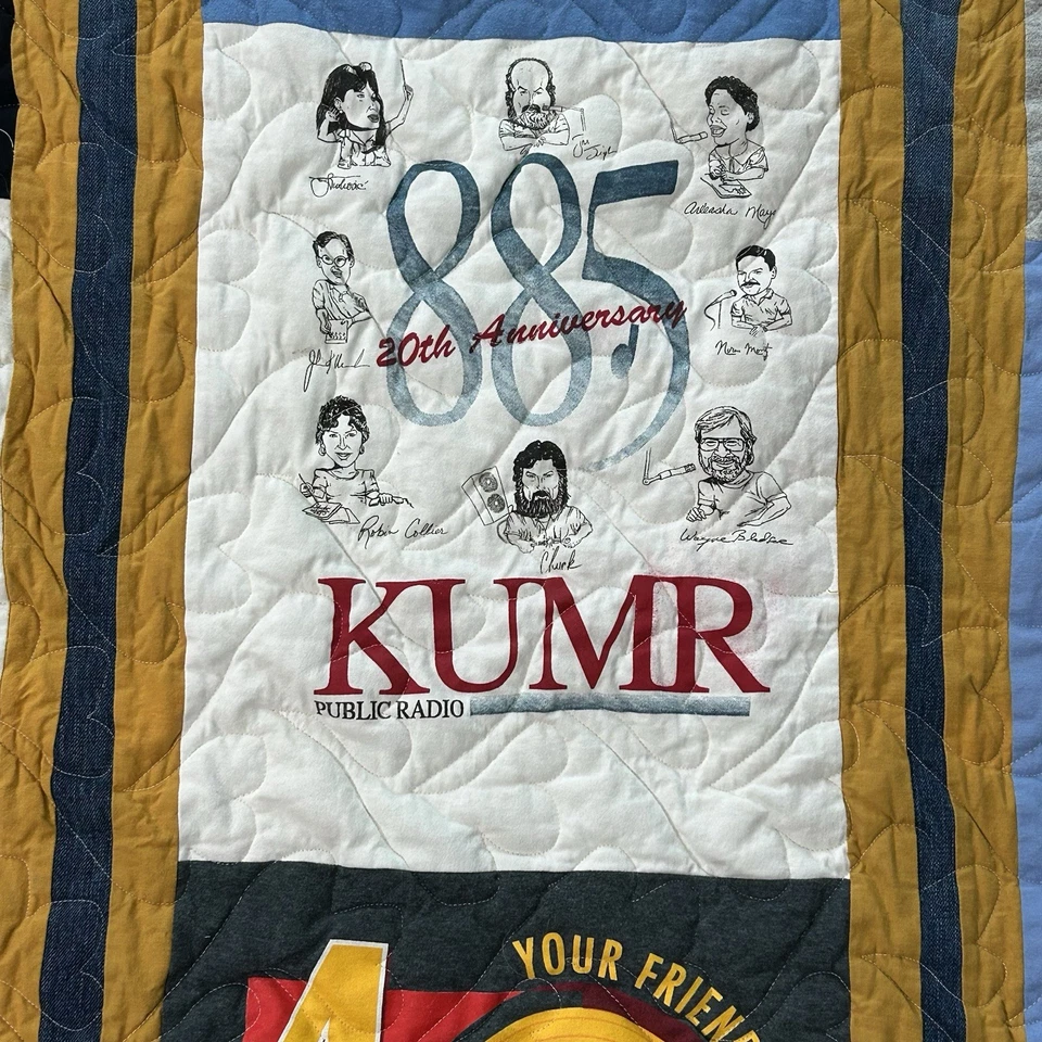 Square Patch Handmade Quilt Woven w/ Rolla MO Bluegrass Radio KMST KUMR T-Shirts - Image 3 of 4