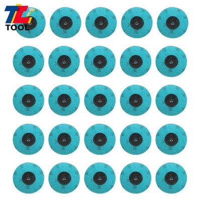 25 Pack 3'' 36 Grit Aluminum Oxide Roll Lock Die Grinder Sanding Discs