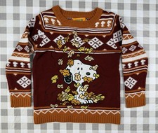 Peanuts Snoopy Fall Leaves Sweater Kids XL 7 Orange Cozy Autumn