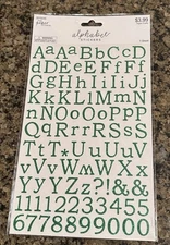 The Paper Studio Green Alphabet Stickers Glitter 1 Sheet