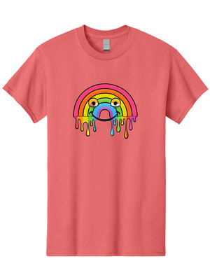 Rainbow-Face Mens Graphic Tee, 100% Cotton, Casual Summer Wear