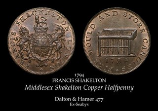 1794 Middlesex Shakelton's Conder Halfpenny D&H 477 ex Seabys