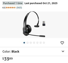 Mono Wireless Headset USB-A - Black