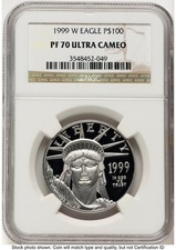 1999-W Proof Platinum Eagle 1 oz Brown Label NGC PF70 3562.00 per troy oz