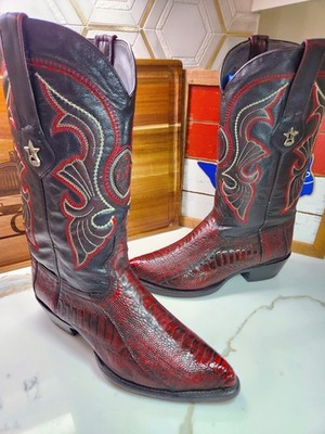 Los Altos Black Cherry Ostrich Leg Cowboy Boots  Size 10.5D