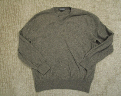 Daniel Cremieux Sweater Men Extra Large Brown V Neck 100% Cashmere Lightweight