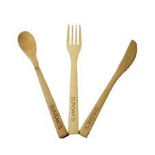 3-piece reusable bamboo cutlery set