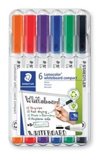 Lumocolor Compact Whiteboard Marker 1-2mm Line Width 6 Assorted Colors 6 PK