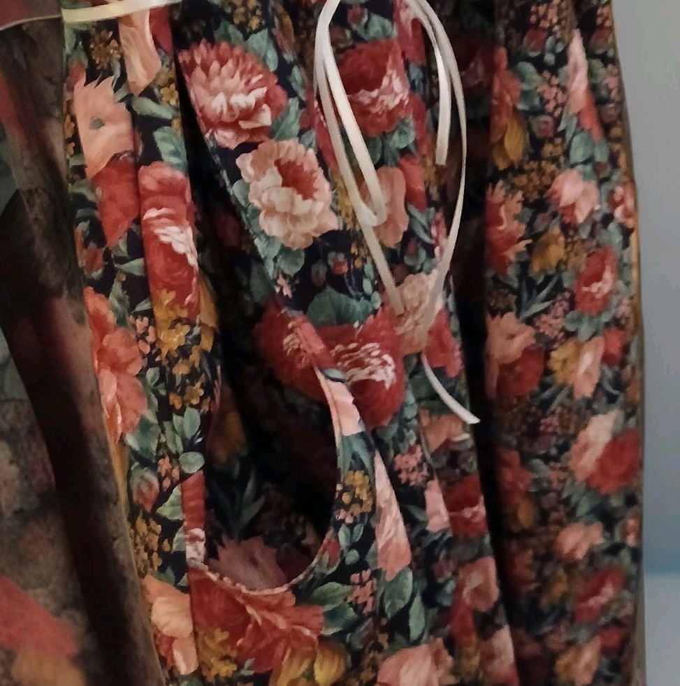 Vtg Dress Cottage Core Romantic Floral Sz M/L Floral Poofy Sleeve Garden Party