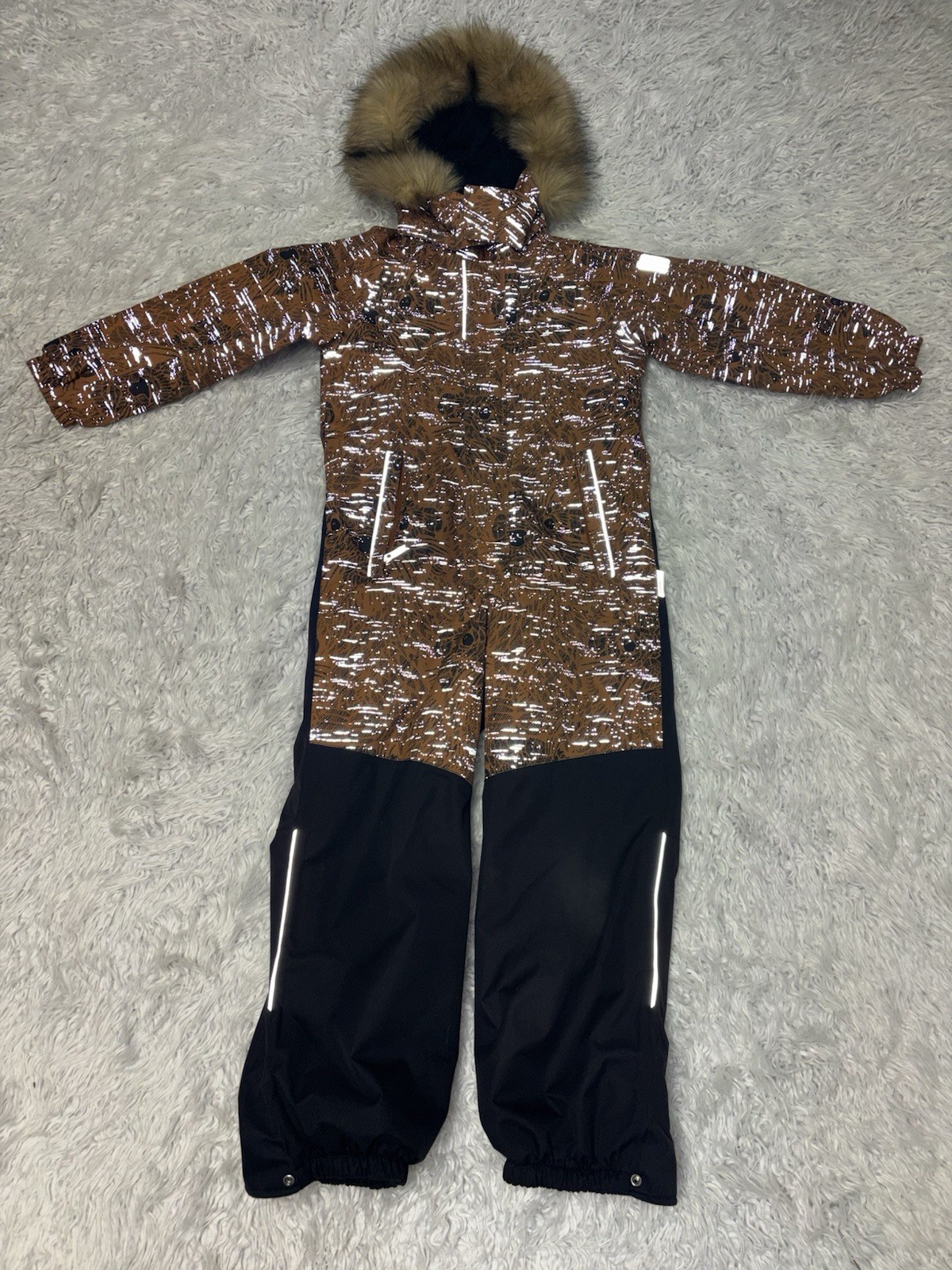 Reima Bergen Reimatec Invierno Mono Reflectante Marrón Niños 8 Años Capucha Extraíble