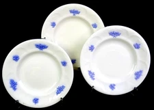 Adderley Porcelain Chelsea Blue Grape 3 Piece Antique 6" Bread Plates 1912-1926