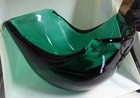 Blenko #5821 Wayne Husted Glass Bowl - Emerald Green MCM Centerpiece - Signed