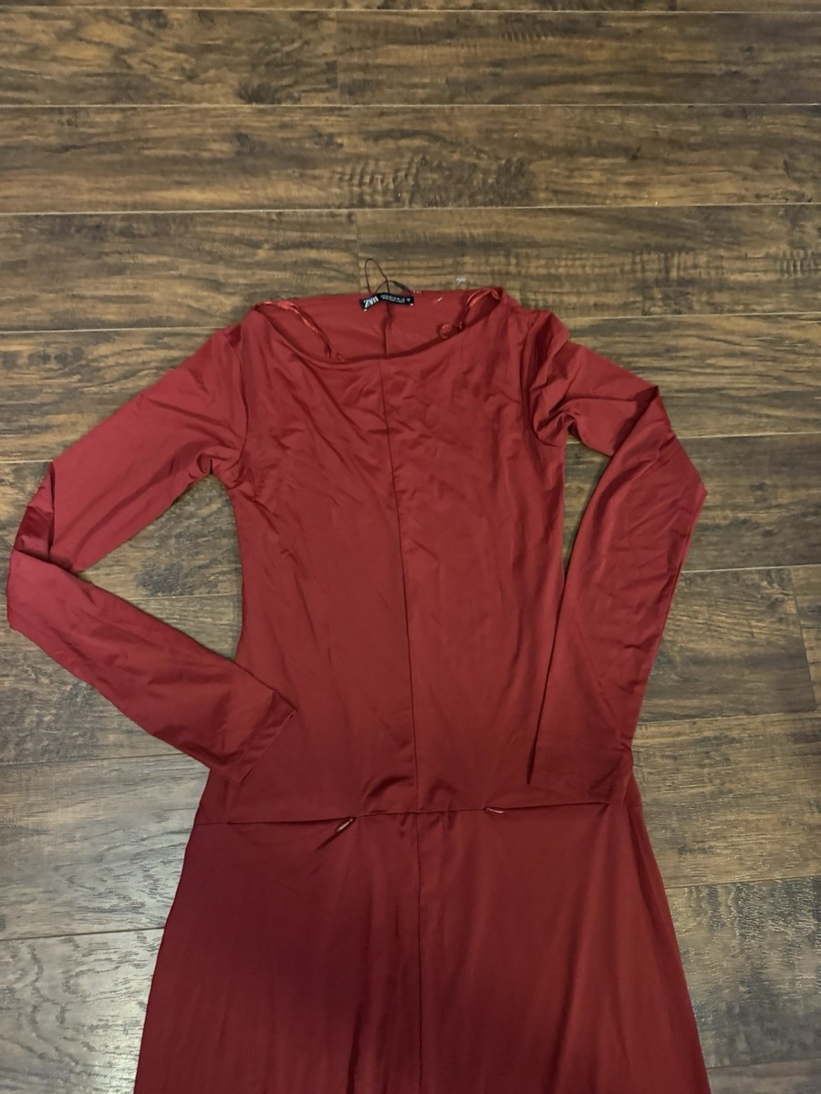 zara burgundy maxi dress Mattea Slinky And Mesh Maxi Dress With Scarf / Burgundy | MESHKI