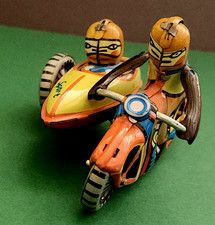 JOUET ANCIEN PENNY TOY TOLE LITHOGRAFIEE - MOTO SIDE CAR SPORT - MADE IN CHINA