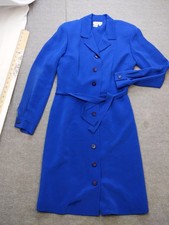 Talbots Shirt Dress Womens 8 Blue Silk Button Front Belted Knee Length Workwear