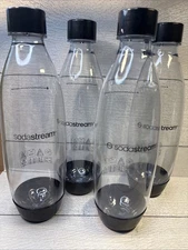Set of 4 Genuine Soda Stream Sparkling Water 1 Liter Replacement Bottles W Caps