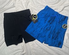 Athletic Works Size M 8 Boys 2-Pack Shorts with Pockets BLUE/BLACK