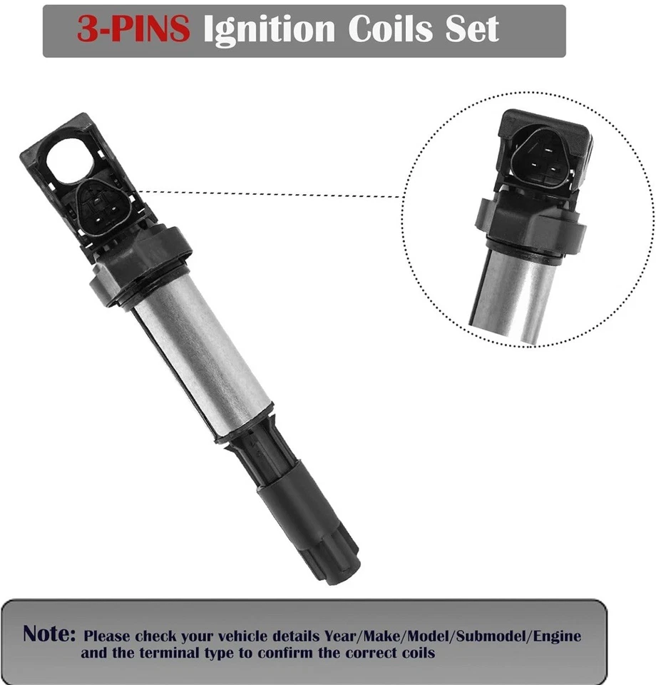 Paquete de 8 bobinas de encendido para BMW 545i 4,4 L 2004 2005 2006 550i 4,8 L 2006-2009 Foto 3 de 4