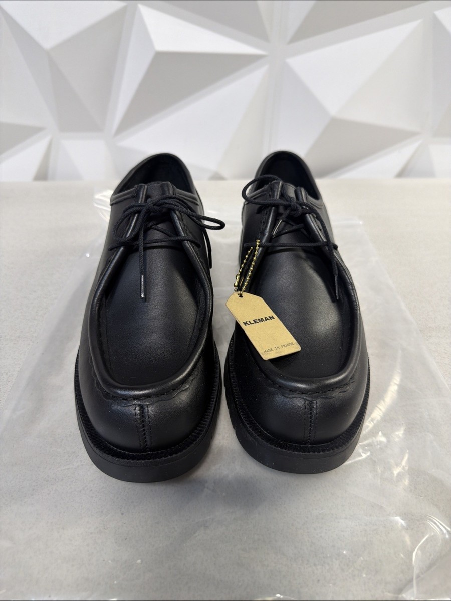 Kleman Padror Black Leather Lace-Up Tyrolean Derby Shoes Men 41