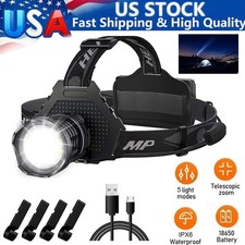 Rechargeable LED Headlamp 100000 Lumen Super Bright Head Lamp Flashlight with 5
