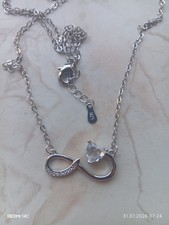Silberfarbene.aus925 Silber Halskette mit Une...
