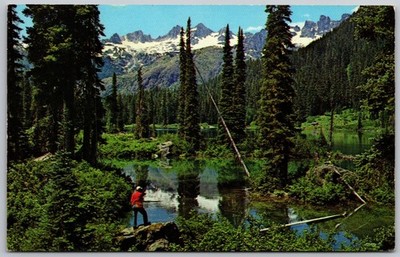 Vintage Pete Lake Scenic Postcard Salmon La Sac Cascade Mountains WA