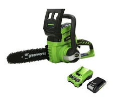 Greenworks 24V 10" Cordless Chainsaw, 2.0Ah Battery and Charger Included