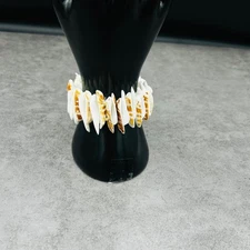 Natural Shell Disc Stretch Bracelet Beachy Boho Summer Style