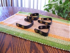 4 Black BW Leather Double Snap Sam Browne Duty Equipment Belt Keepers Holders