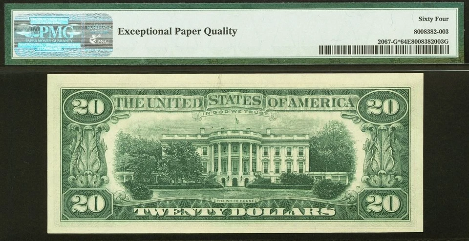 1969 $20 Federal Reserve Note PMG 64EPQ - Chicago Star Fr 2067-G* - Image 3 of 3