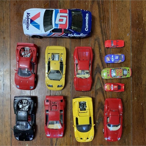 VTG model Car Lot Die Cast Ferrari Burago Valvoline Disney Bugatti NASCAR Toy