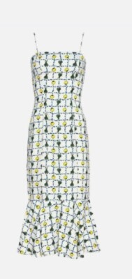 STAUD Women's Vegetable-print Fishtail-hem Linen Midi Dress 4 | eBay