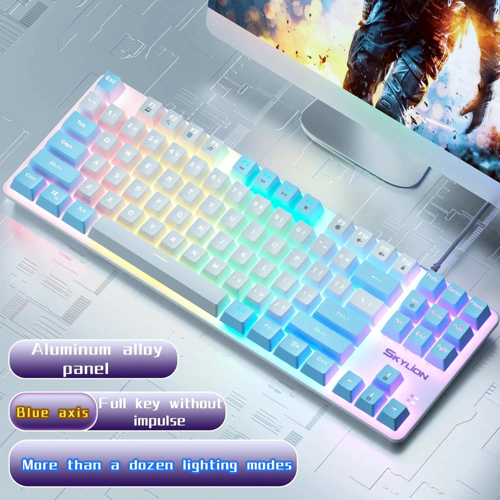Wired Mechanical Keyboard with Lighting for Gaming Office Windows iOS Systems