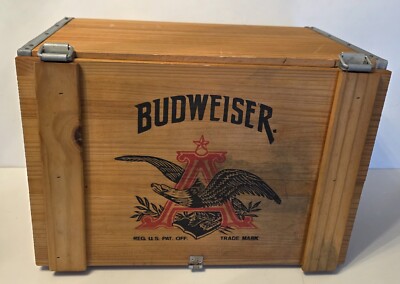 BUDWEISER Beer ANHEUSER-BUSCH INC. Advertising Crate Hinged Wooden