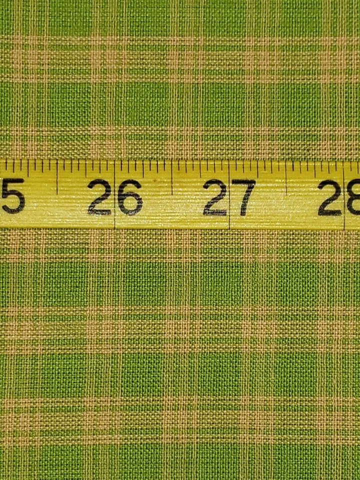 Plaid Retro Lime Green Gingham Vintage Cotton Fabric Wide 43" × 123" Long - Image 3 of 4