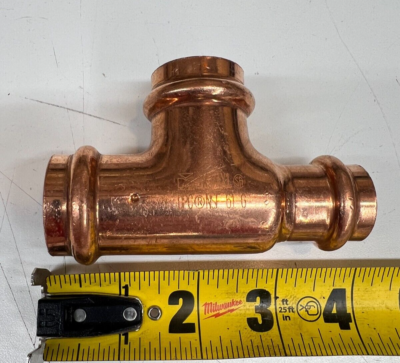 #ad 1quot; x 3 4quot; x 1quot; Streamline Reducing Pressure Tee Press Connections Copper 300 psi $18.61