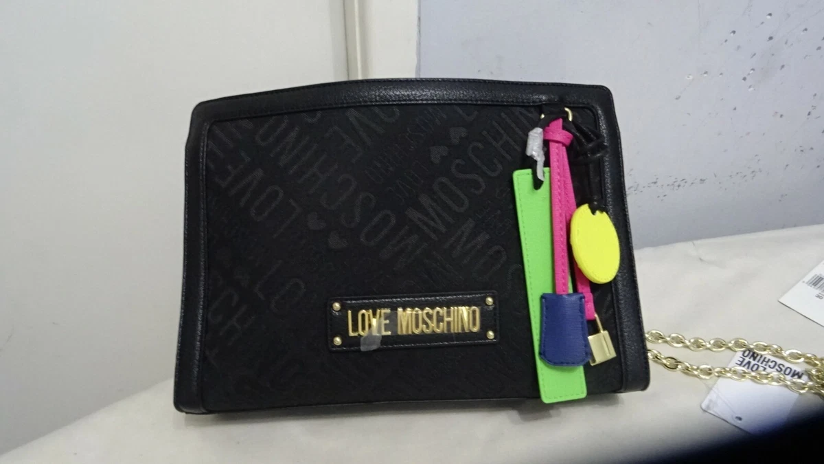 LOVE MOSCHINO Ladies Borsa Jacquard Shoulder Bag Chain Nero Black 165.50