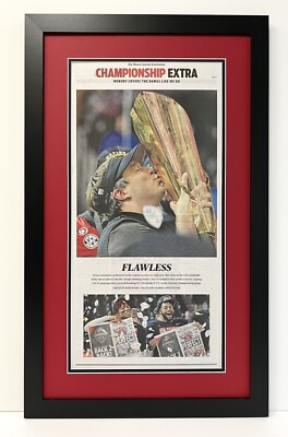 2023 UGA Bulldogs CFP National Championship Framed Real 2nd Day AJC Newspaper